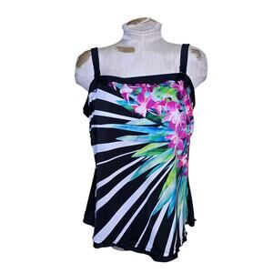 Maxine‎ of Hollywood Floral Tankini Swimsuit Top no size tag see measurements